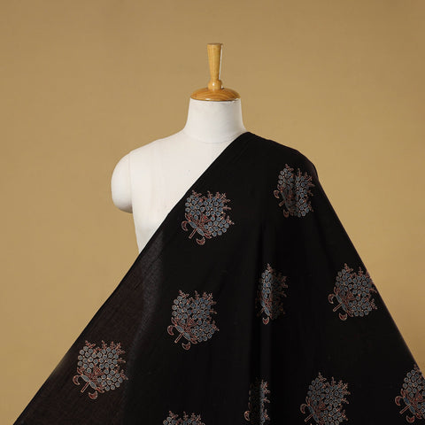 Black - natural dyed hand cotton fabric 01 - handcrafted