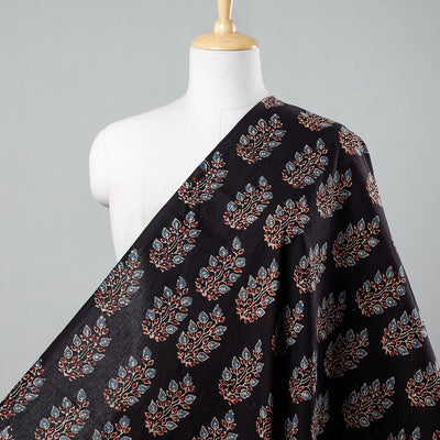  Black Block Print Cotton Ajrakh Fabric