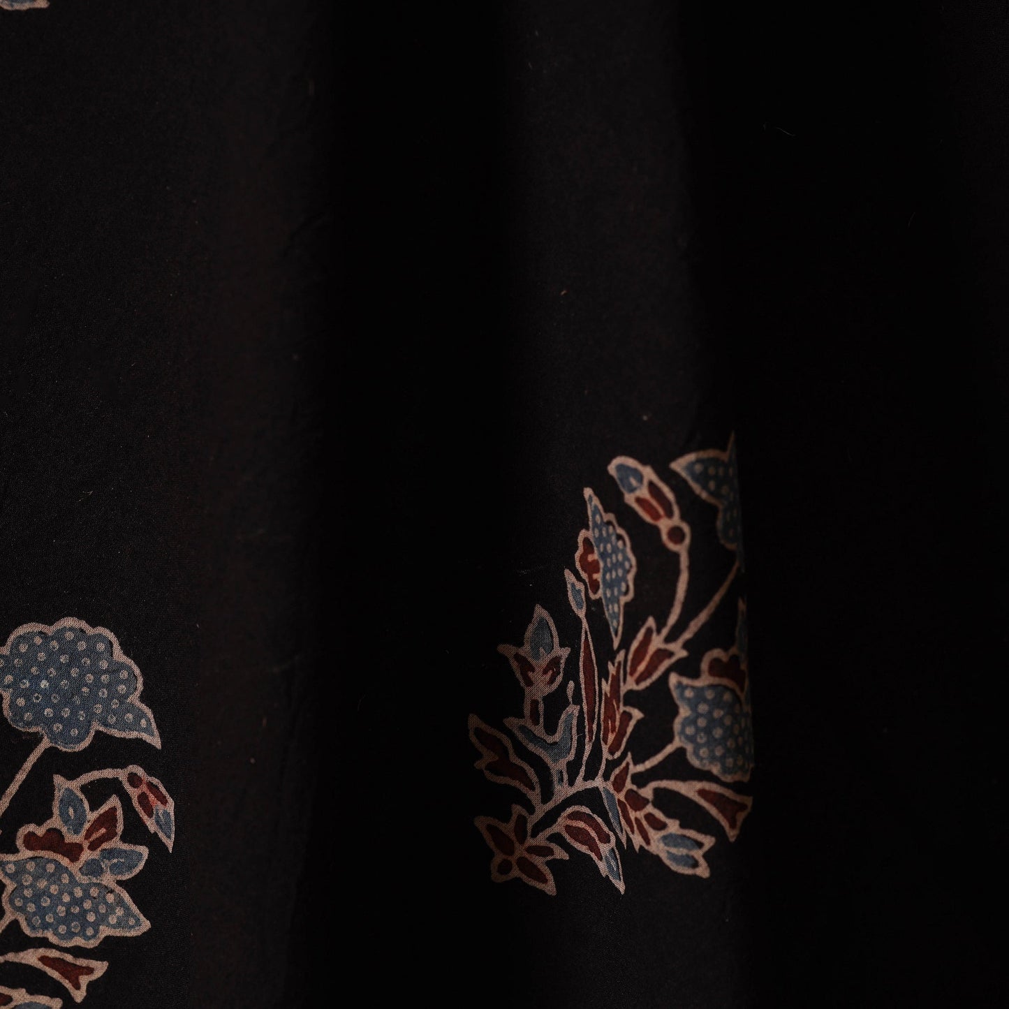 Black - natural dyed hand cotton fabric 02 - handcrafted