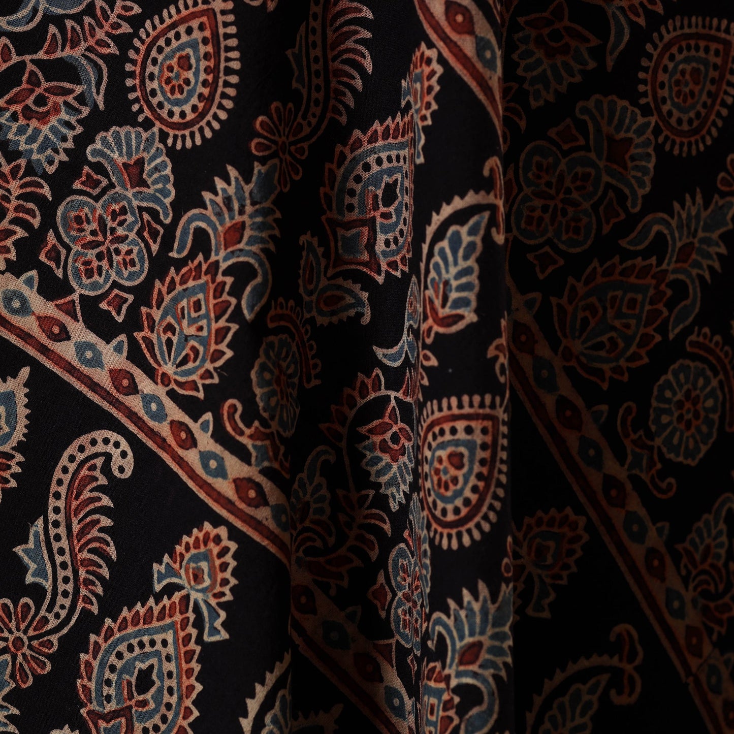 Black - natural dyed hand cotton fabric 02 - handcrafted