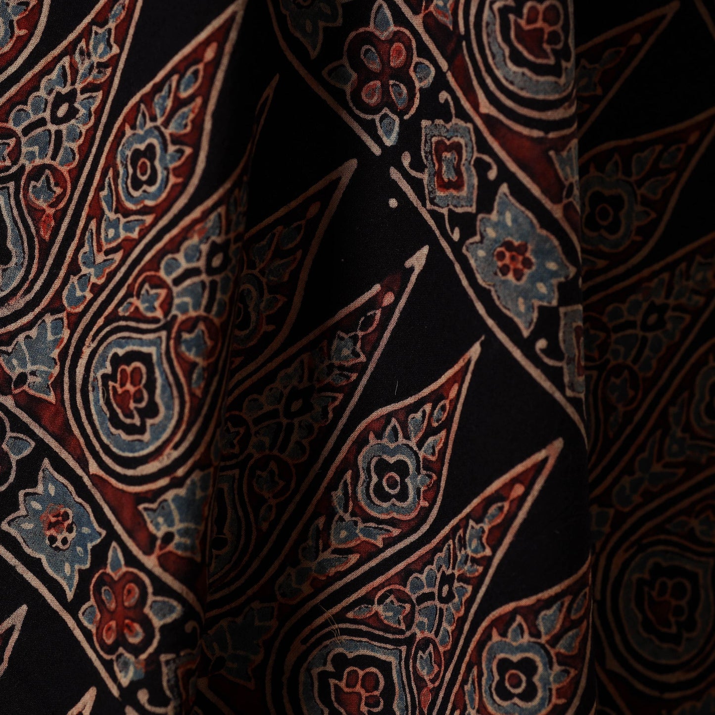 Black - natural dyed hand cotton fabric 04 - handcrafted