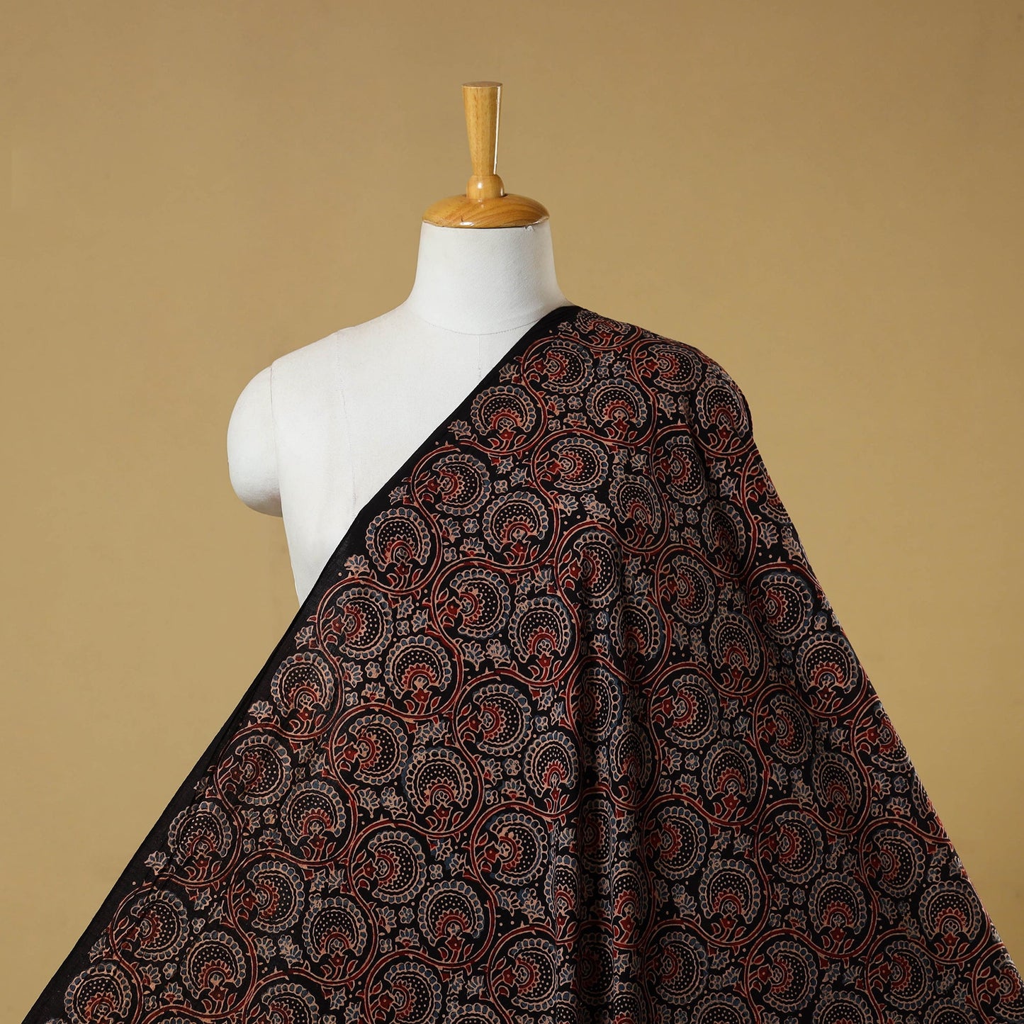 Black - natural dyed hand cotton fabric 04 - handcrafted