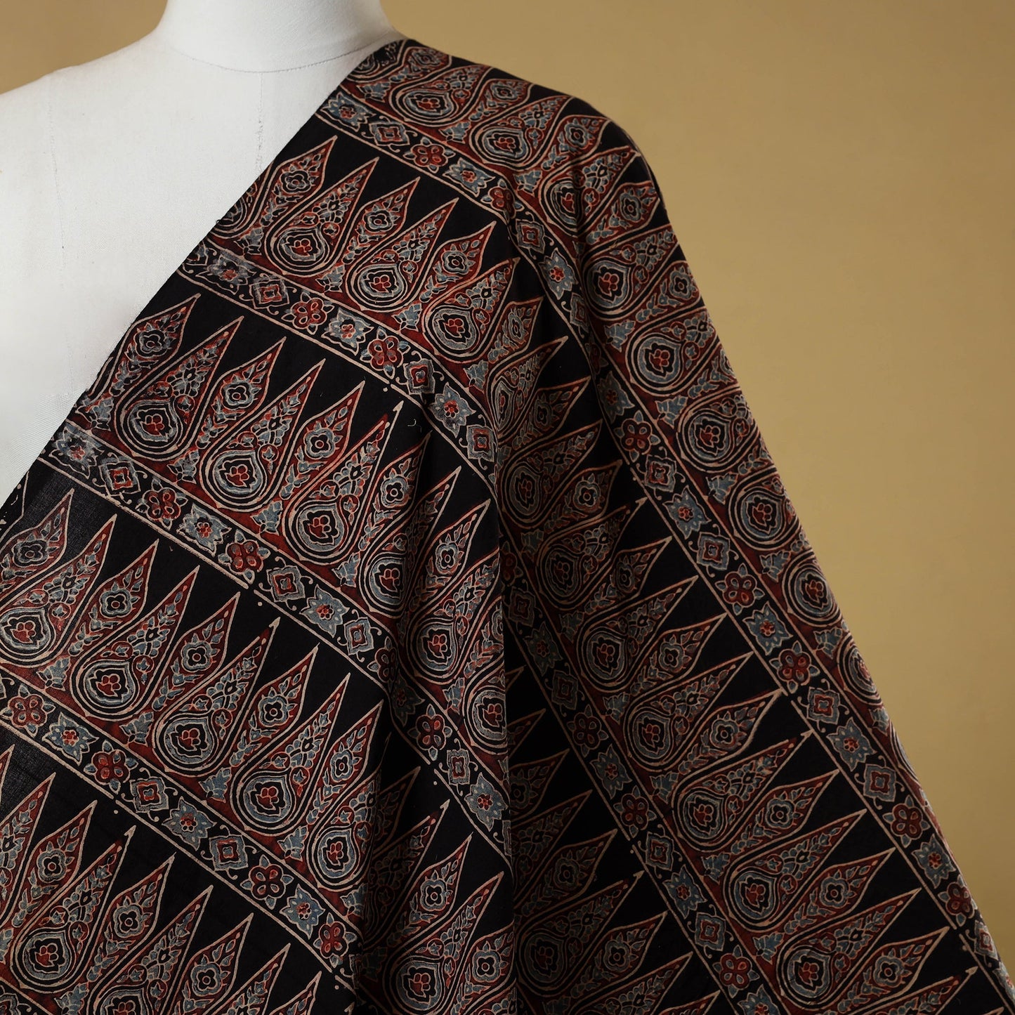 Black - natural dyed hand cotton fabric 04 - handcrafted