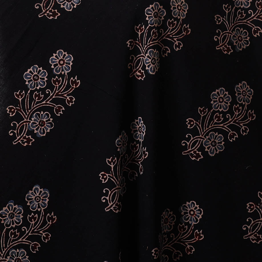 Black - natural dyed hand cotton fabric 08 - handcrafted