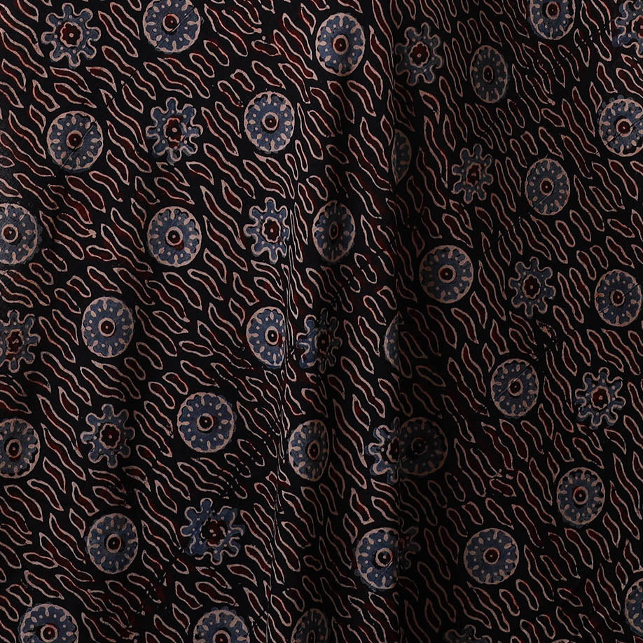 Black - natural dyed hand cotton fabric 09 - handcrafted