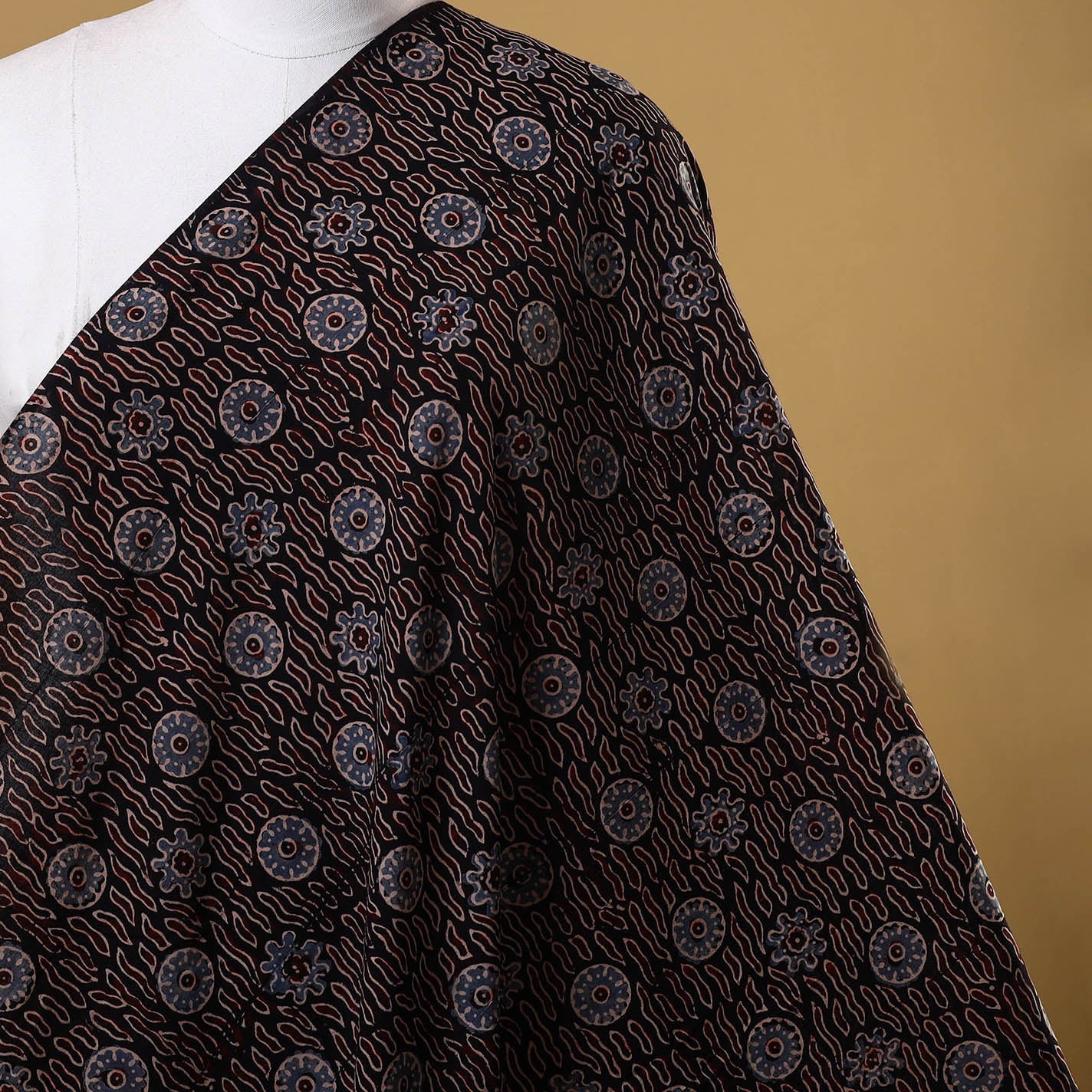 Black - natural dyed hand cotton fabric 09 - handcrafted