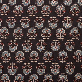 Buy Black Ajrakh Hand Block Printed Cotton Fabric