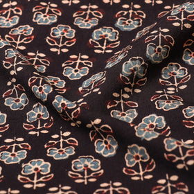 Buy Black Ajrakh Hand Block Printed Cotton Fabric
