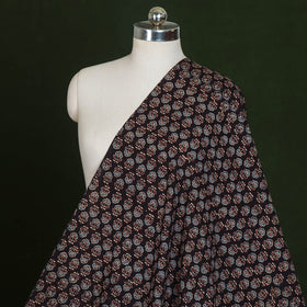 Buy Black Ajrakh Hand Block Printed Cotton Fabric