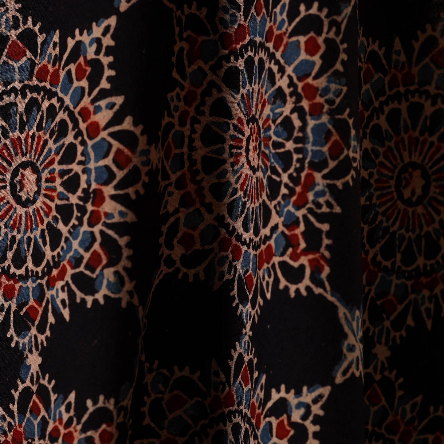 Black - natural dyed hand cotton fabric 25 - handcrafted