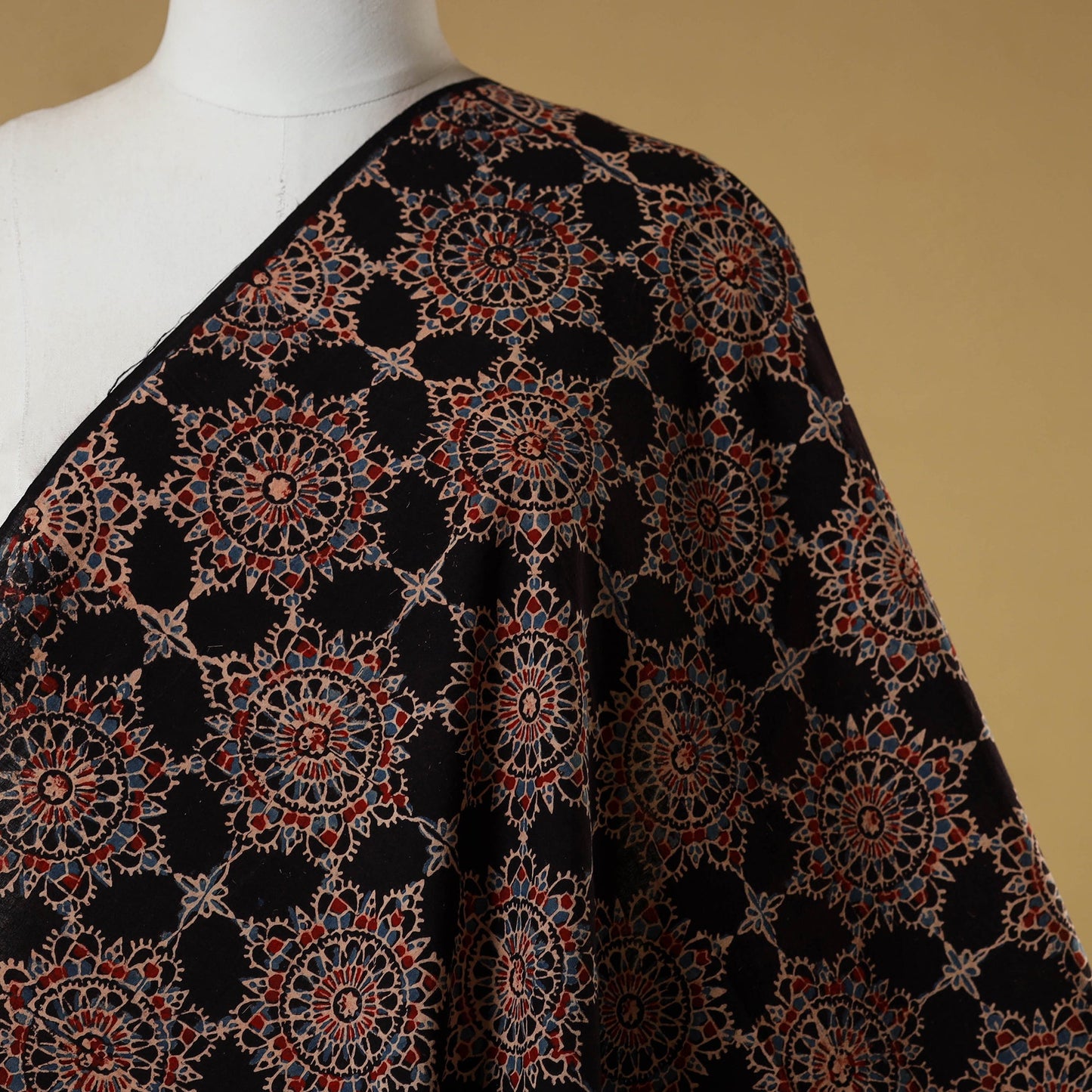 Black - natural dyed hand cotton fabric 25 - handcrafted