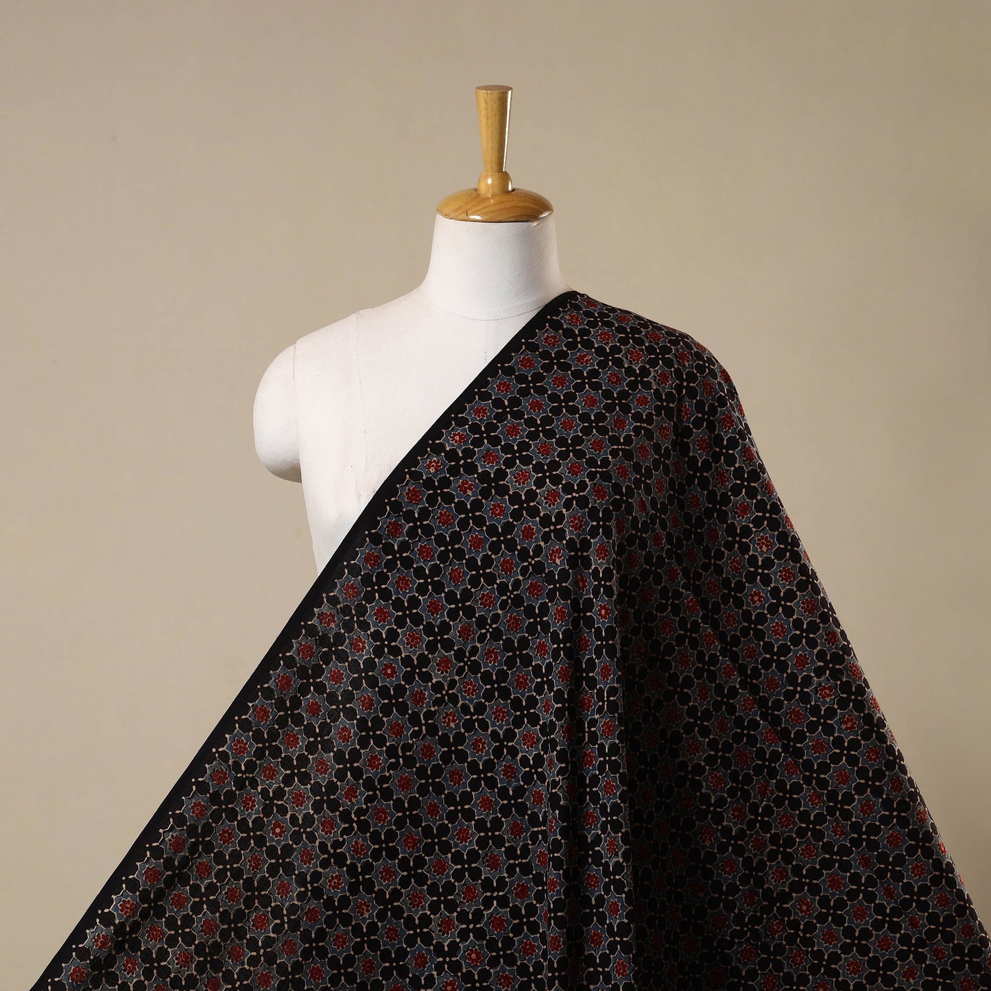 Black - natural dyed hand cotton fabric 26 - handcrafted