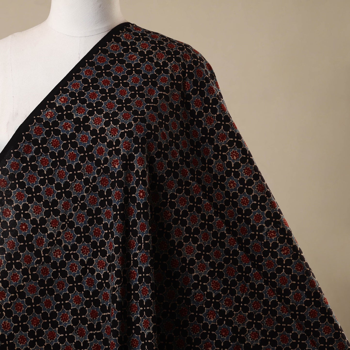 Black - natural dyed hand cotton fabric 26 - handcrafted