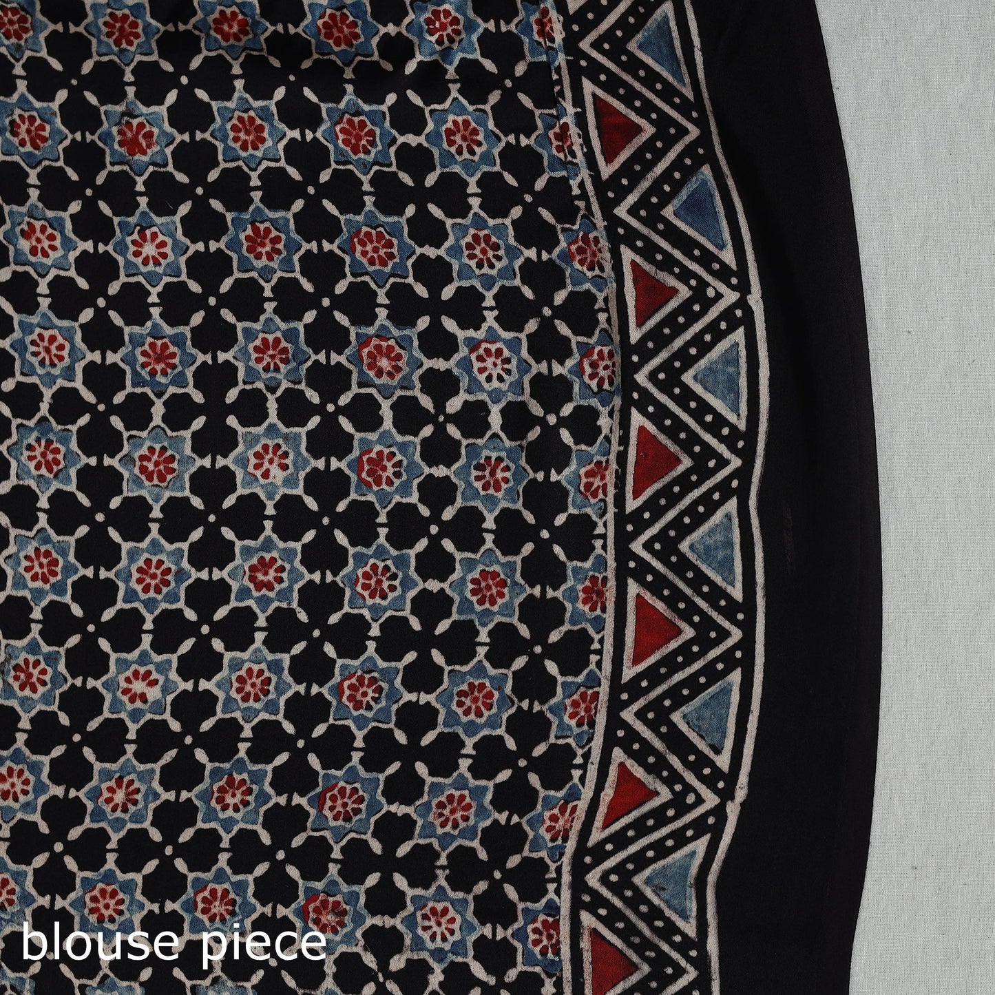  Natural Dyed Hand Block Print Dola Silk Ajrakh Saree