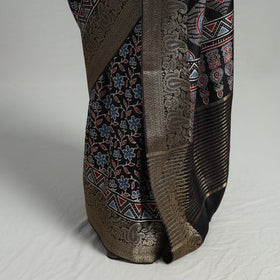  Natural Dyed Hand Block Print Dola Silk Ajrakh Saree