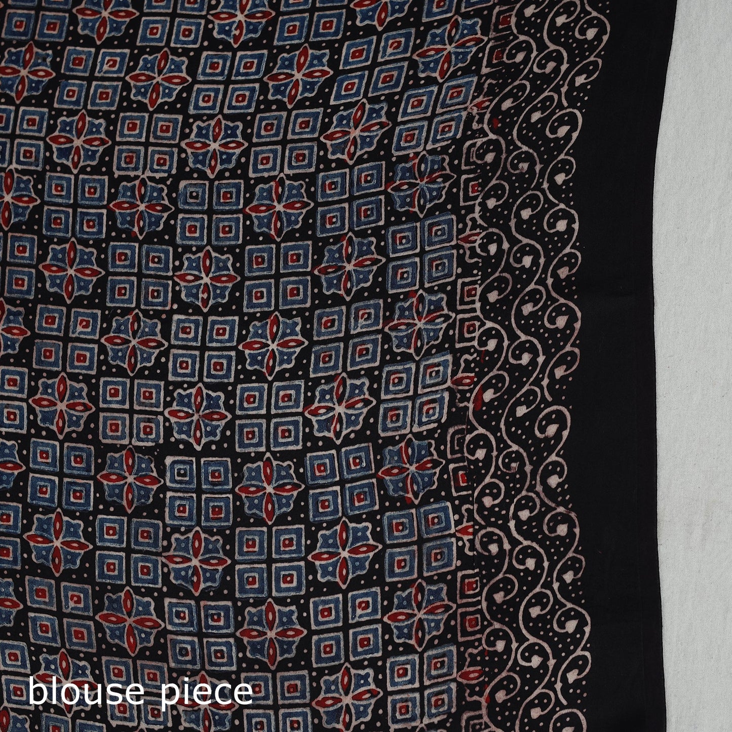 Natural Dyed Hand Block Print Dola Silk Ajrakh Saree 05