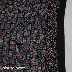 Natural Dyed Hand Block Print Dola Silk Ajrakh Saree 05