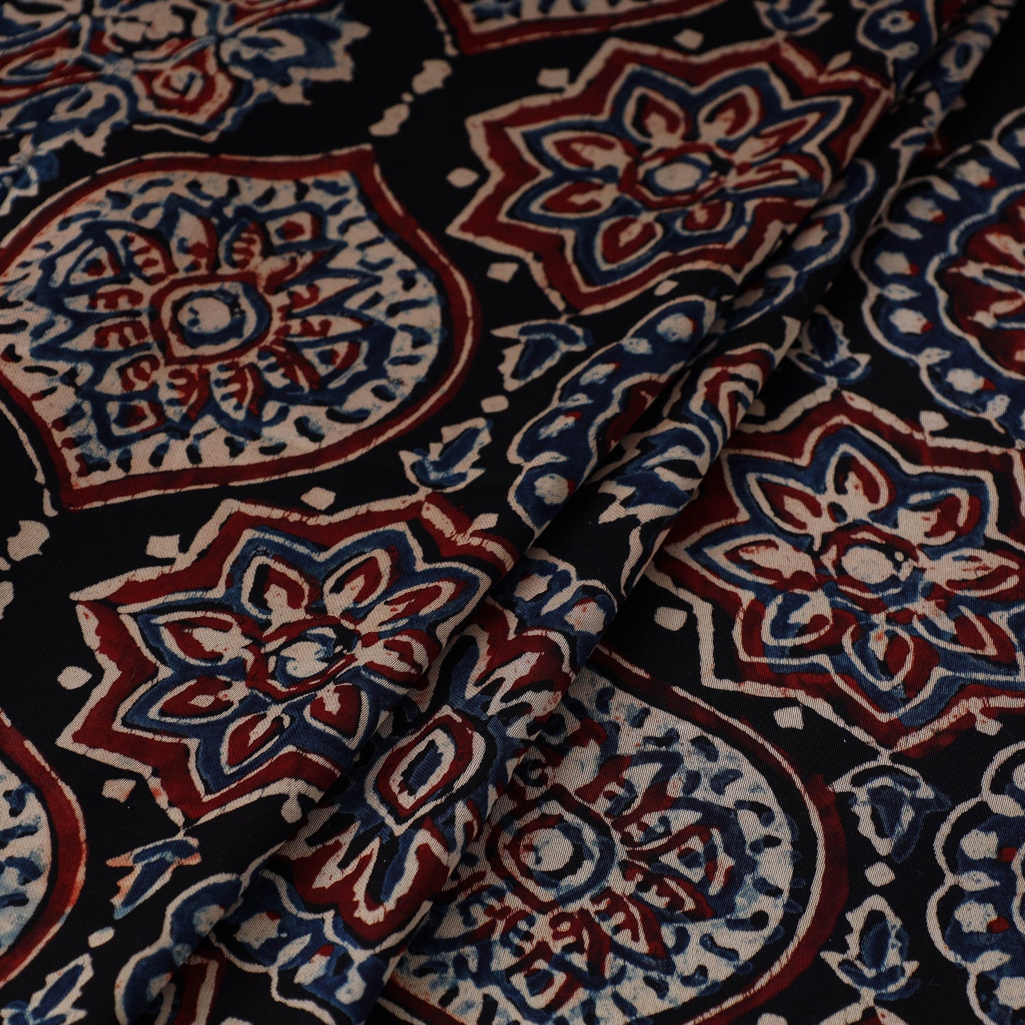 Black - natural dyed hand modal silk fabric 01 - handcrafted