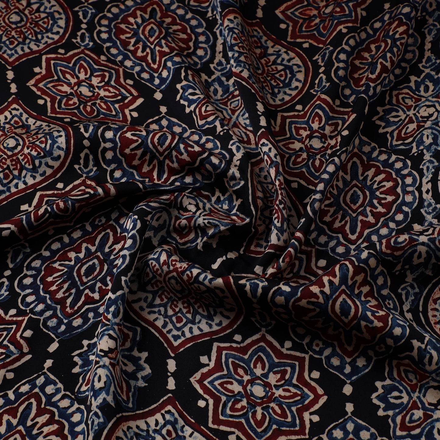 Black - natural dyed hand modal silk fabric 01 - handcrafted