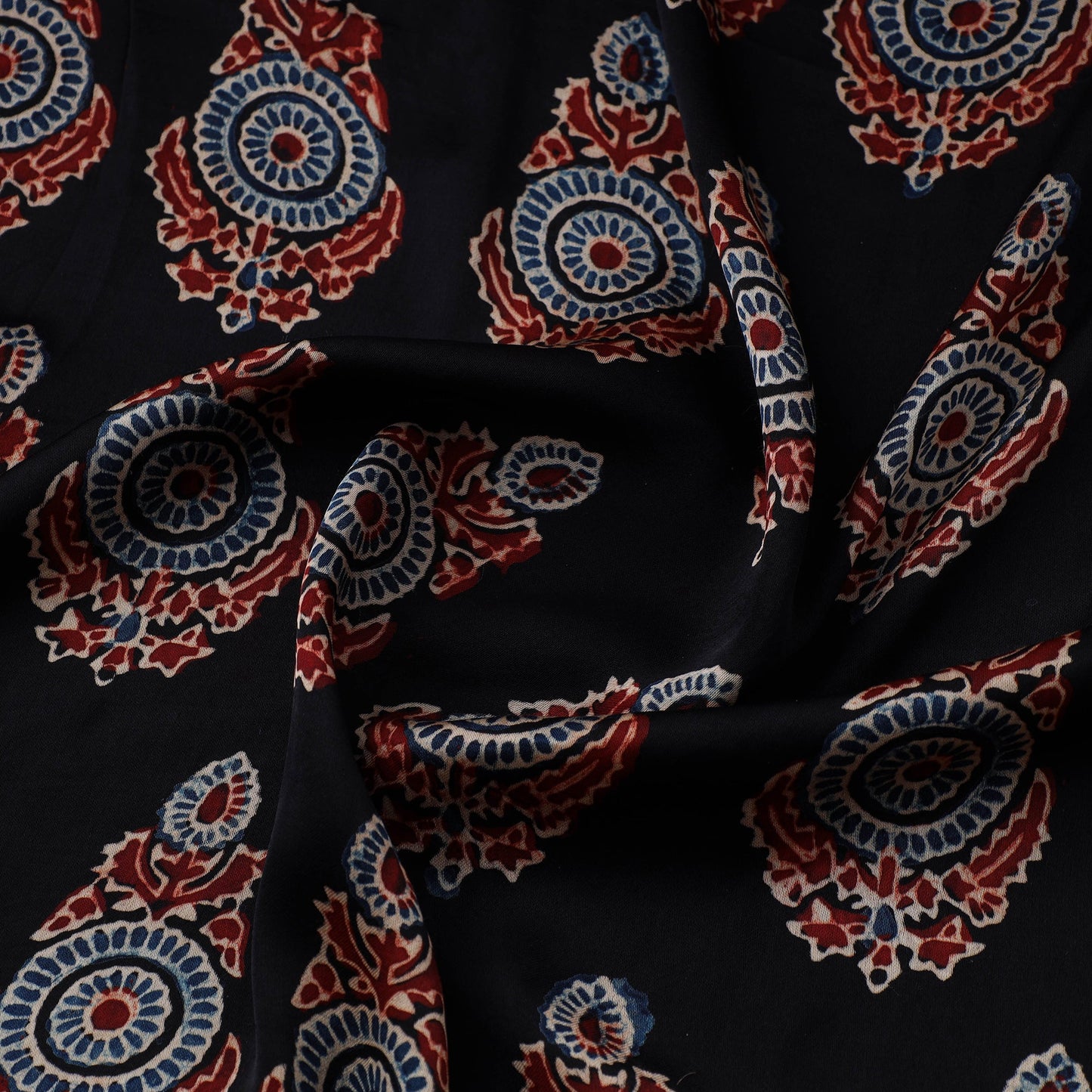 Black - natural dyed hand modal silk fabric 12 - handcrafted