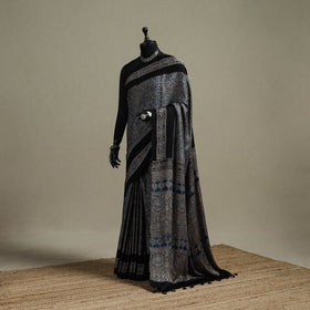 Natural dyed hand modal silk saree with tassels 08