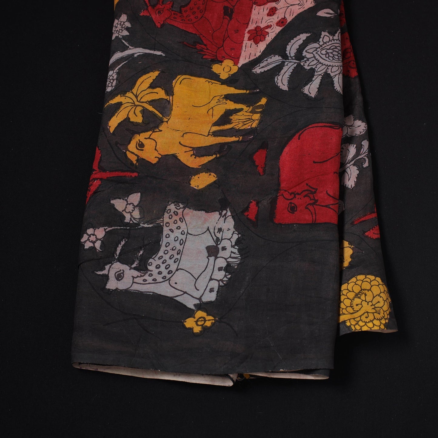 Natural dyed handloom chanderi silk handpainted