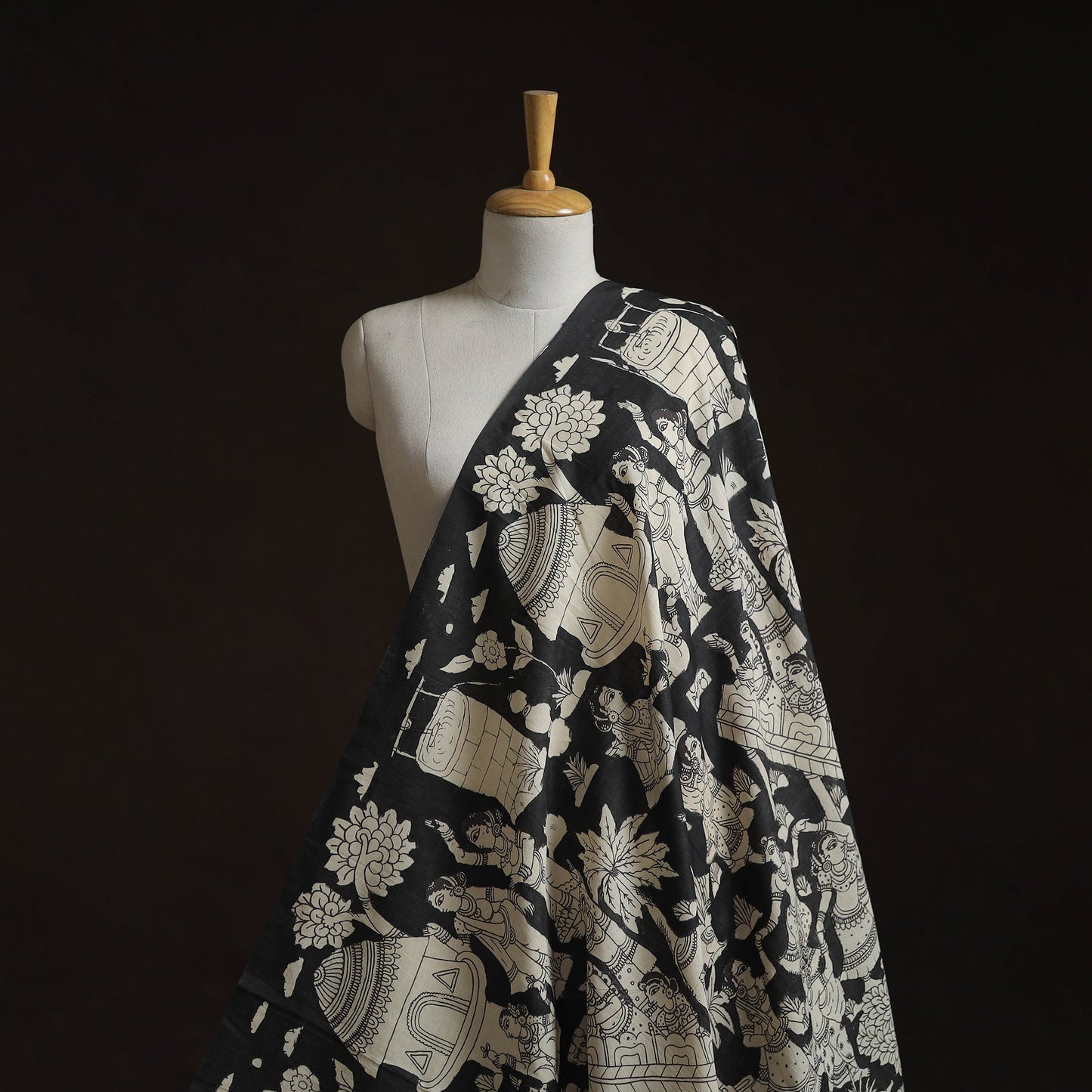 Natural dyed handloom chanderi silk handpainted