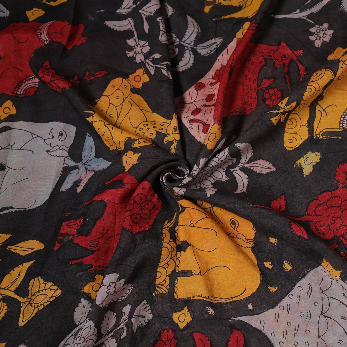 Natural dyed handloom chanderi silk handpainted