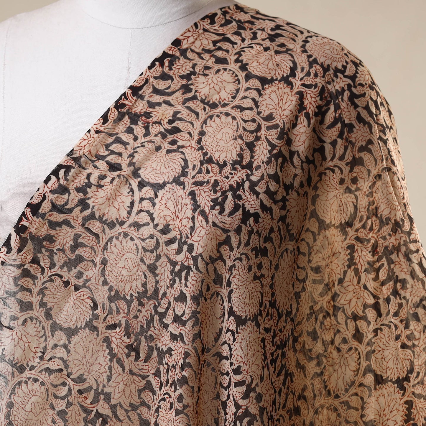 Black - natural dyed handloom chanderi silk pedana