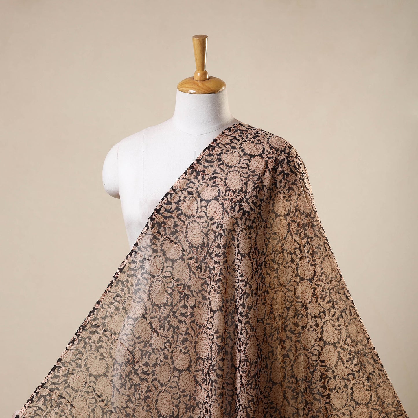 Black - natural dyed handloom chanderi silk pedana