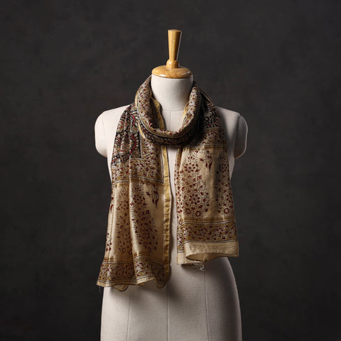 Natural dyed handloom chanderi silk pedana kalamkari stole