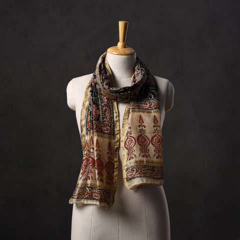 Natural dyed handloom chanderi silk pedana kalamkari stole