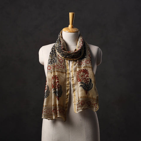 Natural dyed handloom chanderi silk pedana kalamkari stole