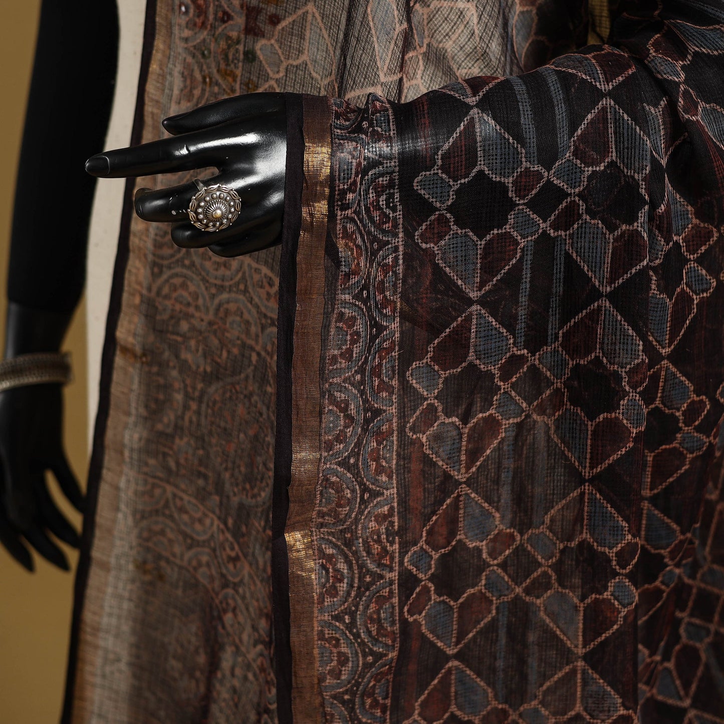 Black - natural dyed kota doria cotton dupatta 03