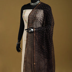 Black - natural dyed kota doria cotton dupatta 05