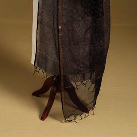 Black - natural dyed kota doria cotton dupatta 05