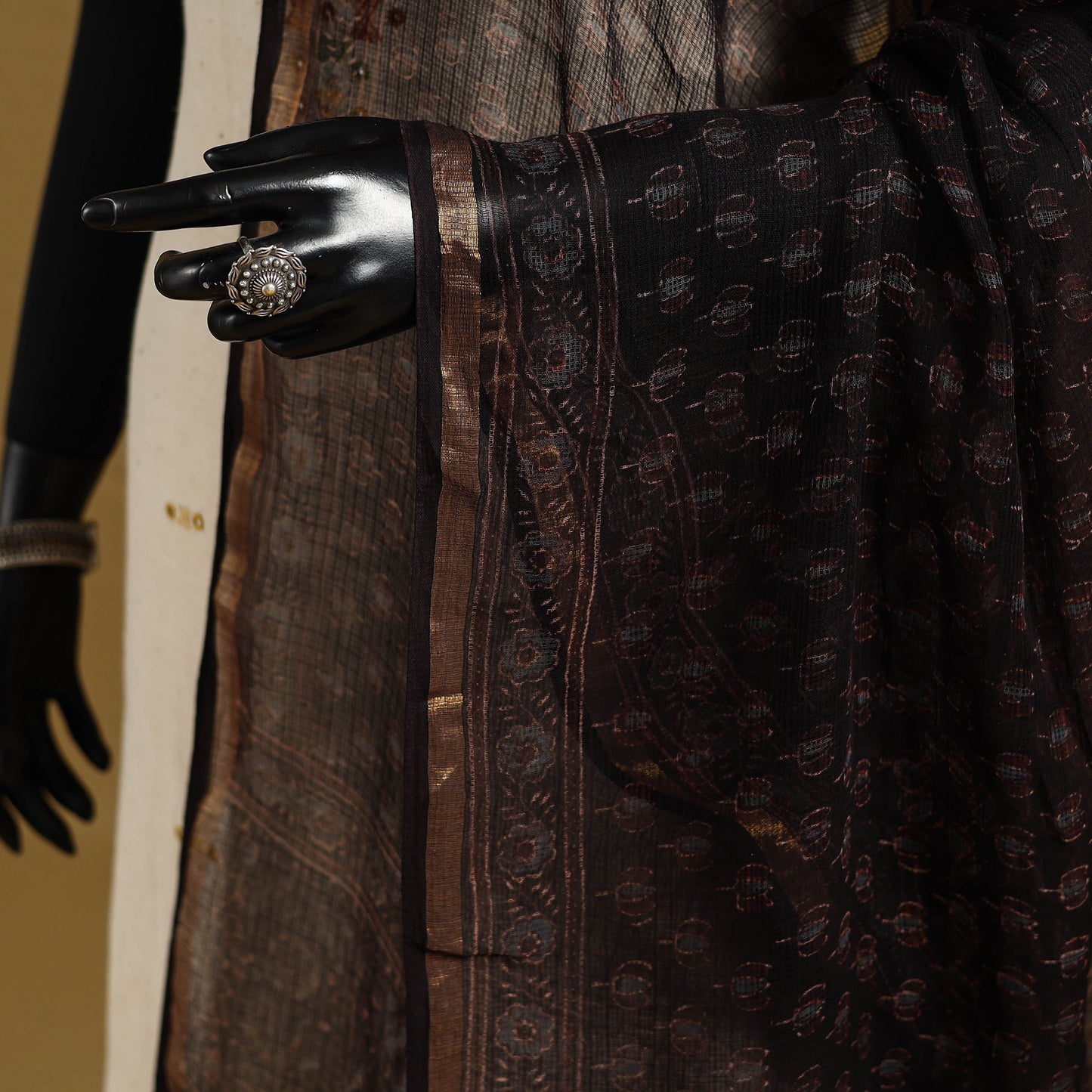 Black - natural dyed kota doria cotton dupatta 05