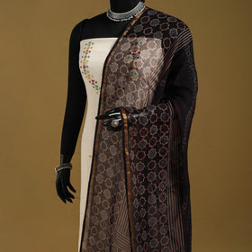 Black - natural dyed kota doria cotton dupatta 13
