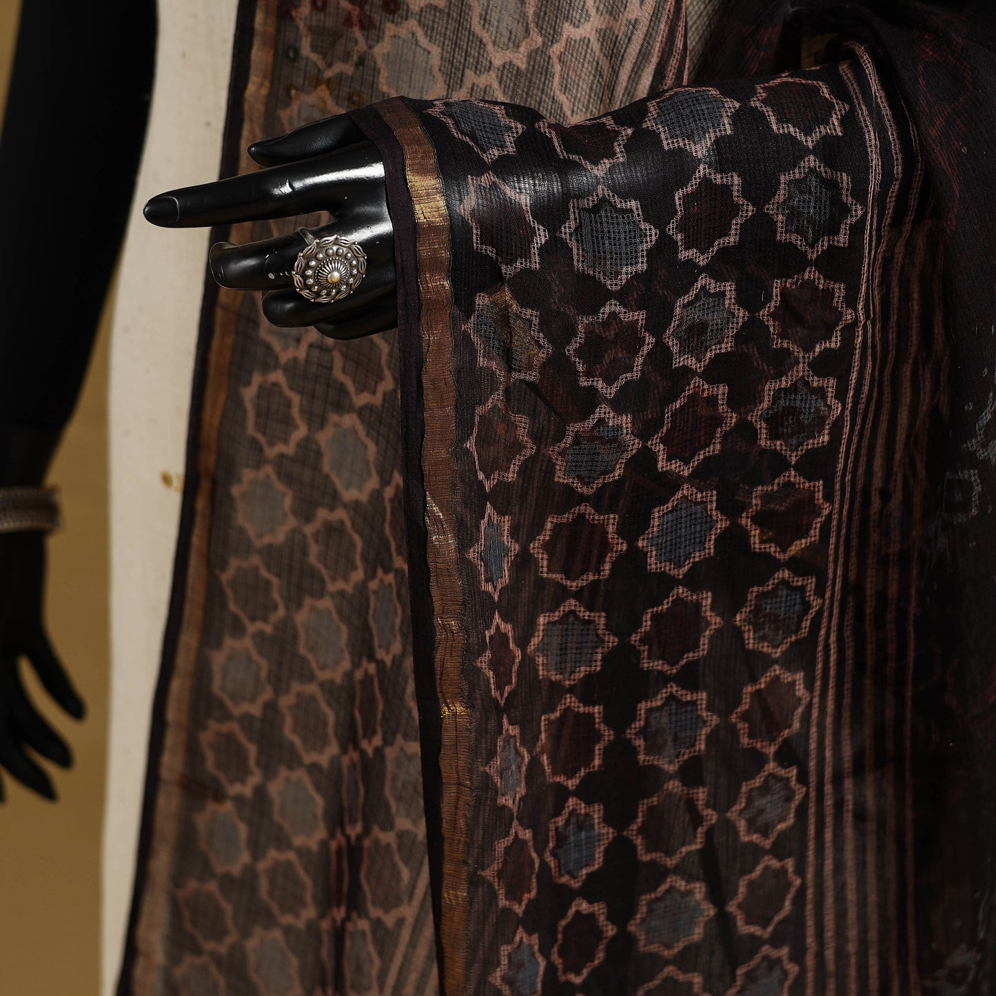 Black - natural dyed kota doria cotton dupatta 13