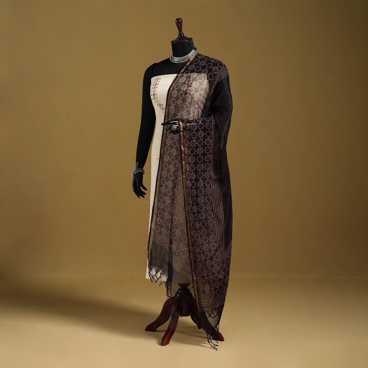 Black - natural dyed kota doria cotton dupatta 13