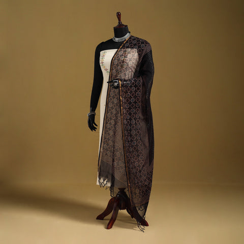 Black - natural dyed kota doria cotton dupatta 13