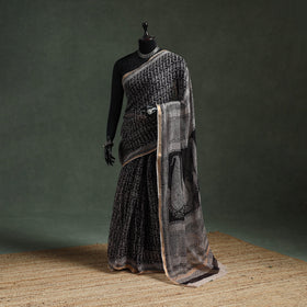 Natural dyed kota doria cotton hand block bagh print saree