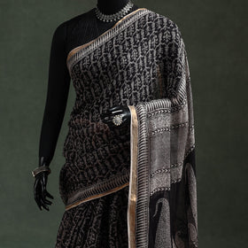 Natural dyed kota doria cotton hand block bagh print saree