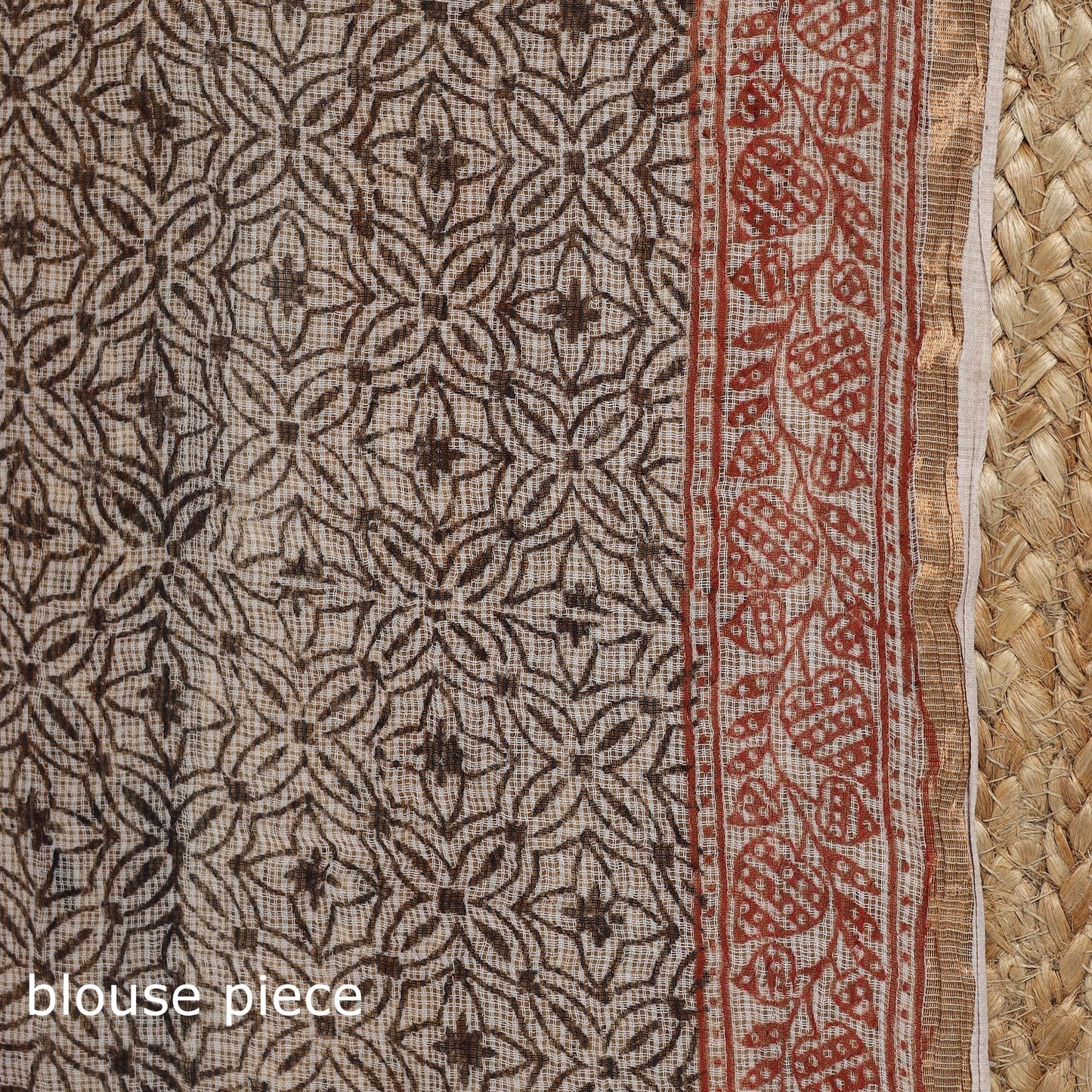 Natural dyed kota doria cotton hand block bagh print saree