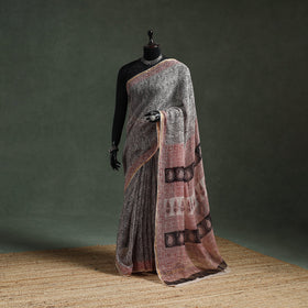 Natural dyed kota doria cotton hand block bagh print saree