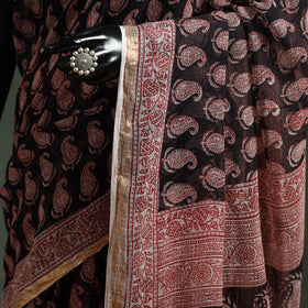 Natural dyed kota doria cotton hand block bagh print saree