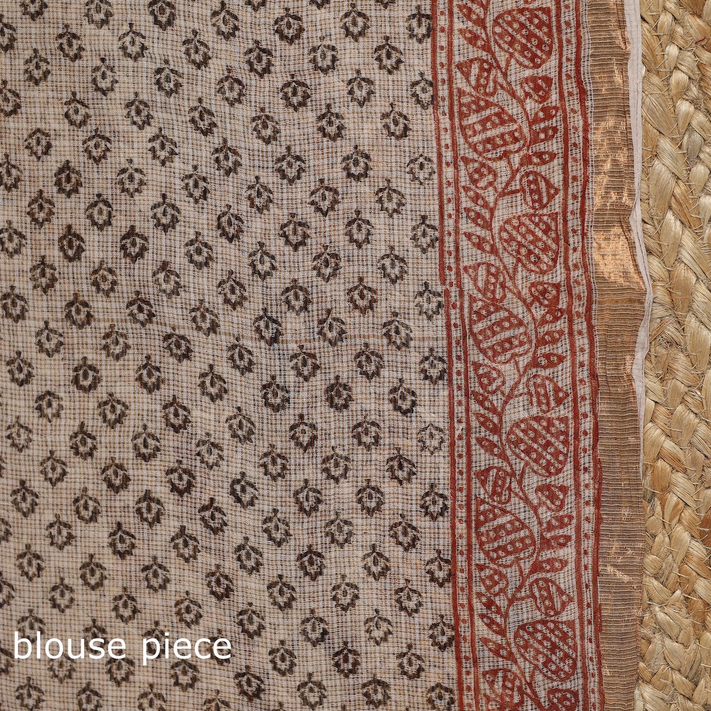 Natural dyed kota doria cotton hand block bagh print saree