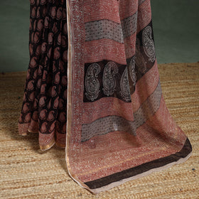 Natural dyed kota doria cotton hand block bagh print saree