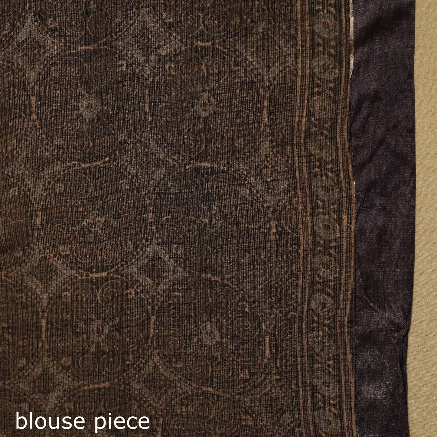 Natural Dyed Block Print Kota Doria Cotton Black Ajrakh Saree