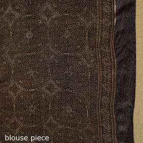 Natural Dyed Block Print Kota Doria Cotton Black Ajrakh Saree